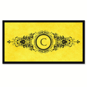 Alphabet Letter C Yellow Canvas Print Black Frame Kids Bedroom Wall Décor Home Art