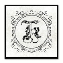 Load image into Gallery viewer, Alphabet K White Canvas Print Black Frame Kids Bedroom Wall Décor Home Art
