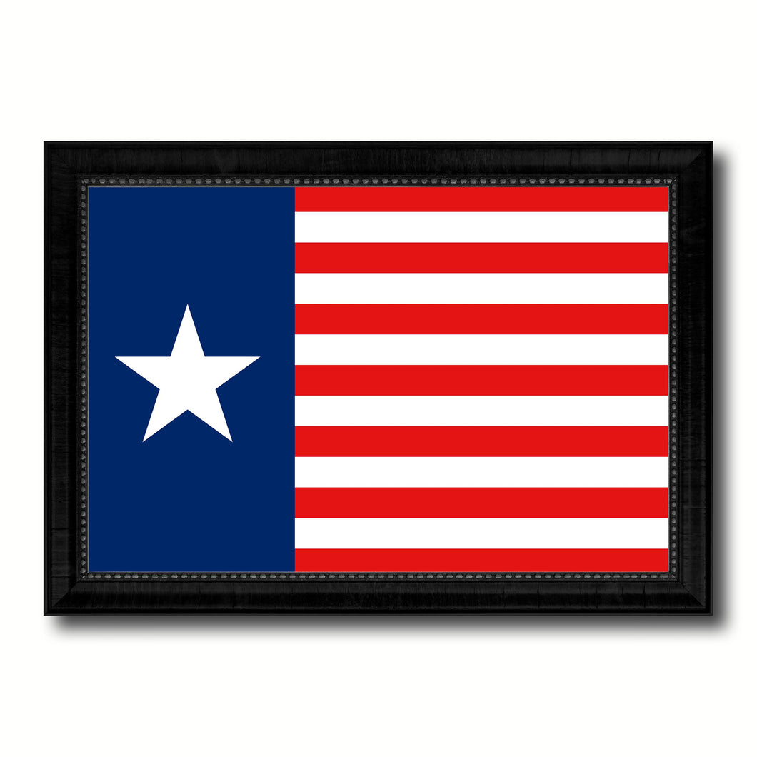 Texas Navy Texan Revolution 1838-1846 Naval Jack Military Flag Canvas Print Black Picture Frame Gifts Home Decor Wall Art