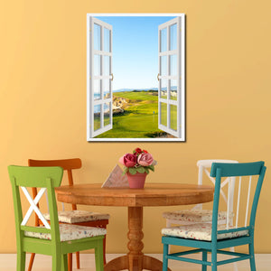 Halfmoon Bay California Golf Course Picture French Window Canvas Print with Frame Gifts Home Decor Wall Art Collection