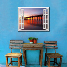 Load image into Gallery viewer, Manhattan Beach California Sunset View Picture French Window Framed Canvas Print Home Decor Wall Art Collection
