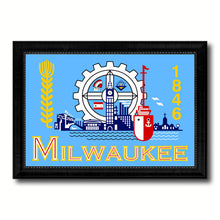 Load image into Gallery viewer, Milwaukee City Wisconsin State Flag Canvas Print Black Picture Frame
