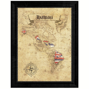 Hawaii State Vintage Map Gifts Home Decor Wall Art Office Decoration