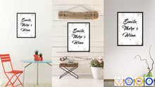 Load image into Gallery viewer, Smile There's Wine Quote Saying Canvas Print Black Picture Frame Wall Art Gift Ideas
