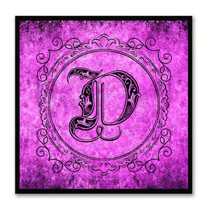 Alphabet D Purple Canvas Print Black Frame Kids Bedroom Wall Décor Home Art