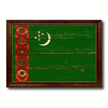 Load image into Gallery viewer, Turkmenistan Country Flag Vintage Canvas Print with Brown Picture Frame Home Decor Gifts Wall Art Decoration Artwork
