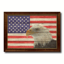 Load image into Gallery viewer, USA Eagle American Flag Texture Canvas Print with Brown Picture Frame Gifts Home Decor Wall Art Collectible Decoration Artwork
