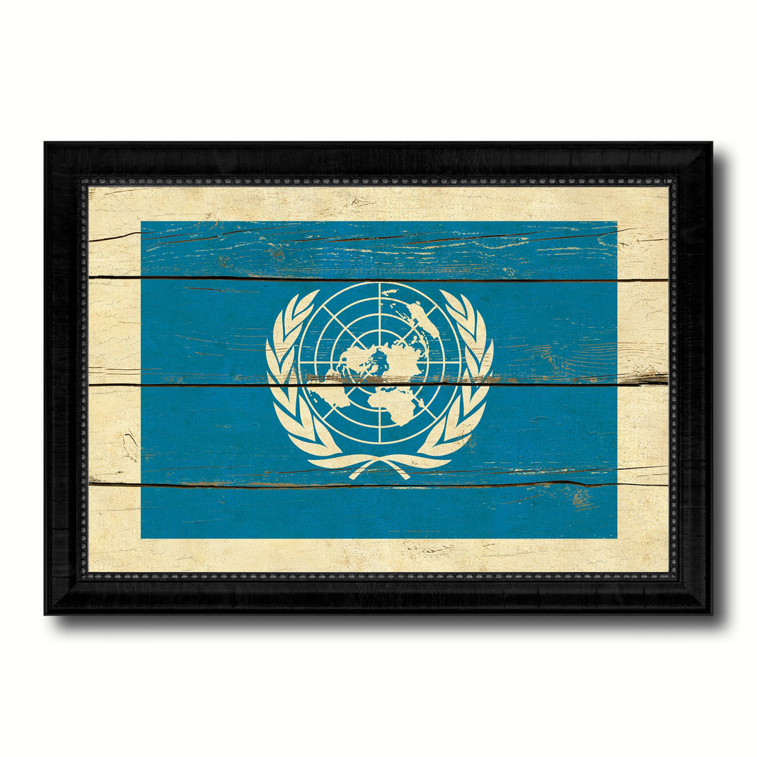 UN Country Flag Vintage Canvas Print with Black Picture Frame Home Decor Gifts Wall Art Decoration Artwork