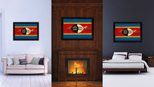 Load image into Gallery viewer, Swaziland Country Flag Vintage Canvas Print with Black Picture Frame Home Decor Gifts Wall Art Decoration Artwork
