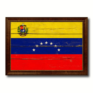 Venezuela Country Flag Vintage Canvas Print with Brown Picture Frame Home Decor Gifts Wall Art Decoration Artwork