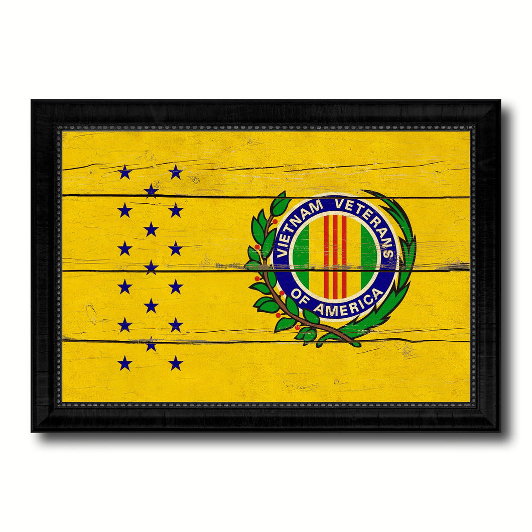 Vietnam War American Veterans Military Flag Vintage Canvas Print with Black Picture Frame Home Decor Wall Art Decoration Gift Ideas