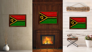 Vanuatu Country Flag Vintage Canvas Print with Brown Picture Frame Home Decor Gifts Wall Art Decoration Artwork