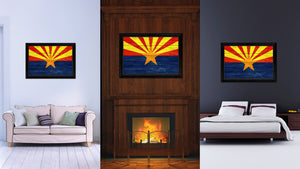 Arizona State Flag Texture Canvas Print with Black Picture Frame Home Decor Man Cave Wall Art Collectible Decoration Artwork Gifts