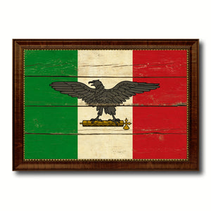 Italy War Eagle Italian Flag Vintage Canvas Print with Brown Picture Frame Gifts Ideas Home Decor Wall Art Decoration