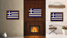 Load image into Gallery viewer, Greece Country Flag Vintage Canvas Print with Brown Picture Frame Home Decor Gifts Wall Art Decoration Artwork
