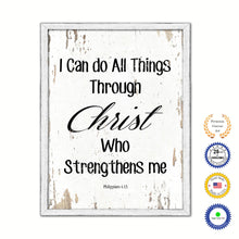 Load image into Gallery viewer, I can do all things through Christ - Philippians 4:14 Bible Verse Gift Ideas Home Decor Wall Art Framed Canvas Print, White Wash
