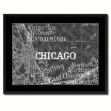 Load image into Gallery viewer, Chicago Illinois Vintage Monochrome Map Canvas Print, Gifts Picture Frames Home Decor Wall Art
