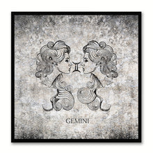 Load image into Gallery viewer, Zodiac Gemini Horoscope Black Canvas Print, Black Custom Frame

