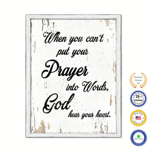 When You Can't Put Your Prayer Into Words Vintage Saying Gifts Home Decor Wall Art Canvas Print with Custom Picture Frame