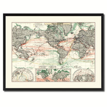 Load image into Gallery viewer, World Ocean Currents Vintage Antique Map Wall Art Home Decor Gift Ideas Canvas Print Custom Picture Frame
