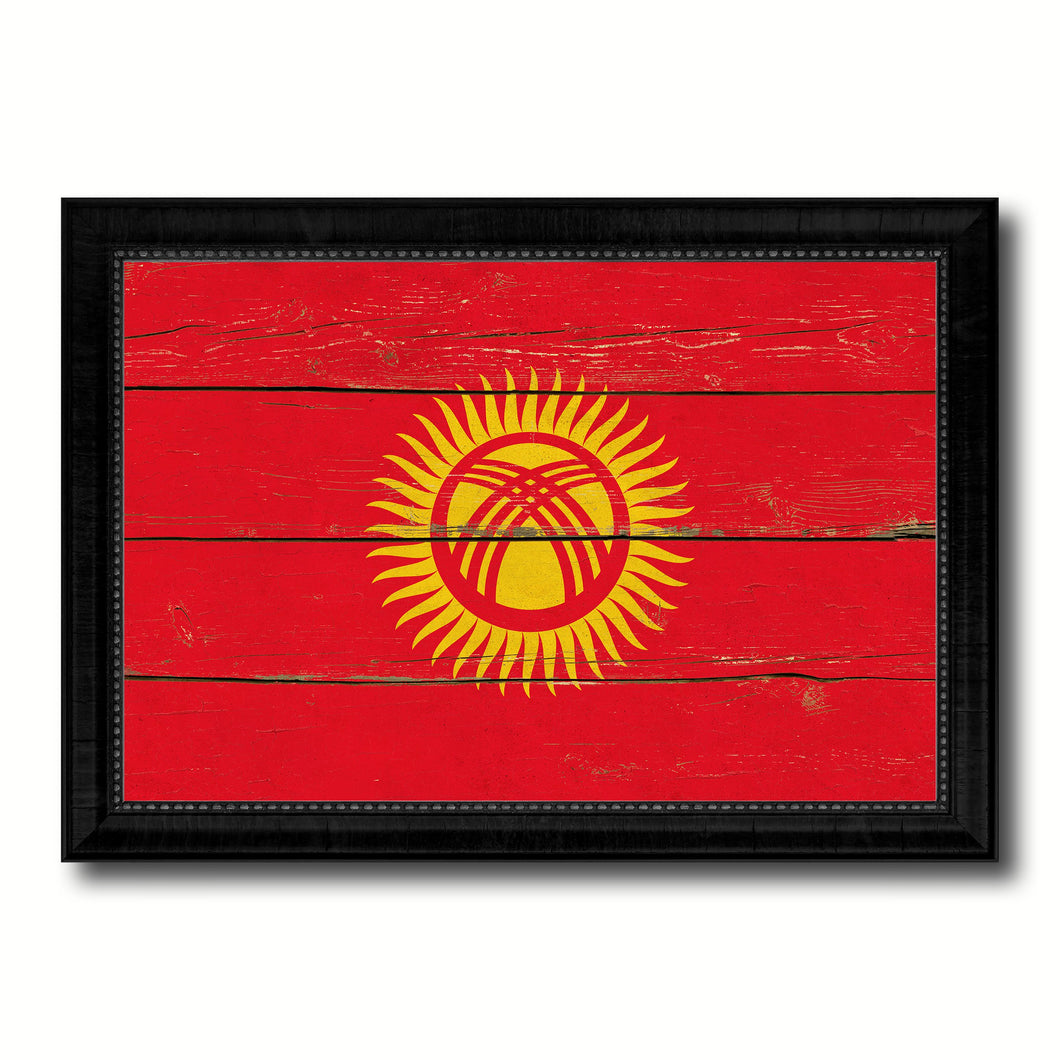 Kyrgyzstan Country Flag Vintage Canvas Print with Black Picture Frame Home Decor Gifts Wall Art Decoration Artwork