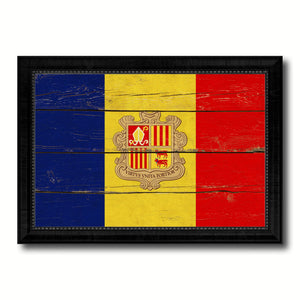 Andorra Country Flag Vintage Canvas Print with Black Picture Frame Home Decor Gifts Wall Art Decoration Artwork