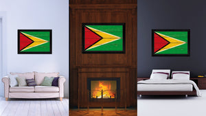 Guyana Country Flag Vintage Canvas Print with Black Picture Frame Home Decor Gifts Wall Art Decoration Artwork