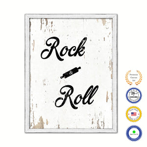 Rock & Roll Vintage Saying Gifts Home Decor Wall Art Canvas Print with Custom Picture Frame