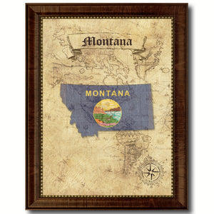 Montana State Vintage Map Home Decor Wall Art Office Decoration Gift Ideas