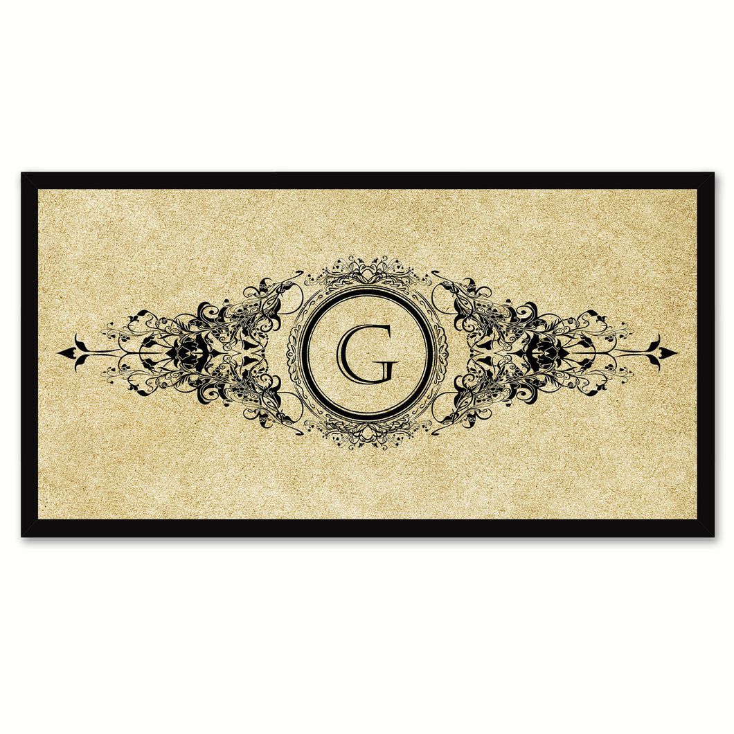 Alphabet Letter G Brown Canvas Print Black Frame Kids Bedroom Wall Décor Home Art