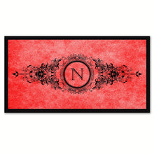 Load image into Gallery viewer, Alphabet Letter N Red Canvas Print, Black Custom Frame

