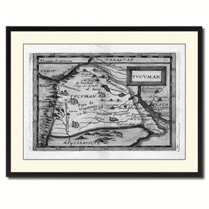 Tucuman Argentina Buenos Aires Vintage B&W Map Canvas Print, Picture Frame Home Decor Wall Art Gift Ideas