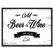 Load image into Gallery viewer, Fresh Beer &amp; Wine Vintage Sign White Canvas Print Home Decor Wall Art Gifts Picture Frames
