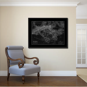 North Africa Barbary Coast Vintage Monochrome Map Canvas Print, Gifts Picture Frames Home Decor Wall Art