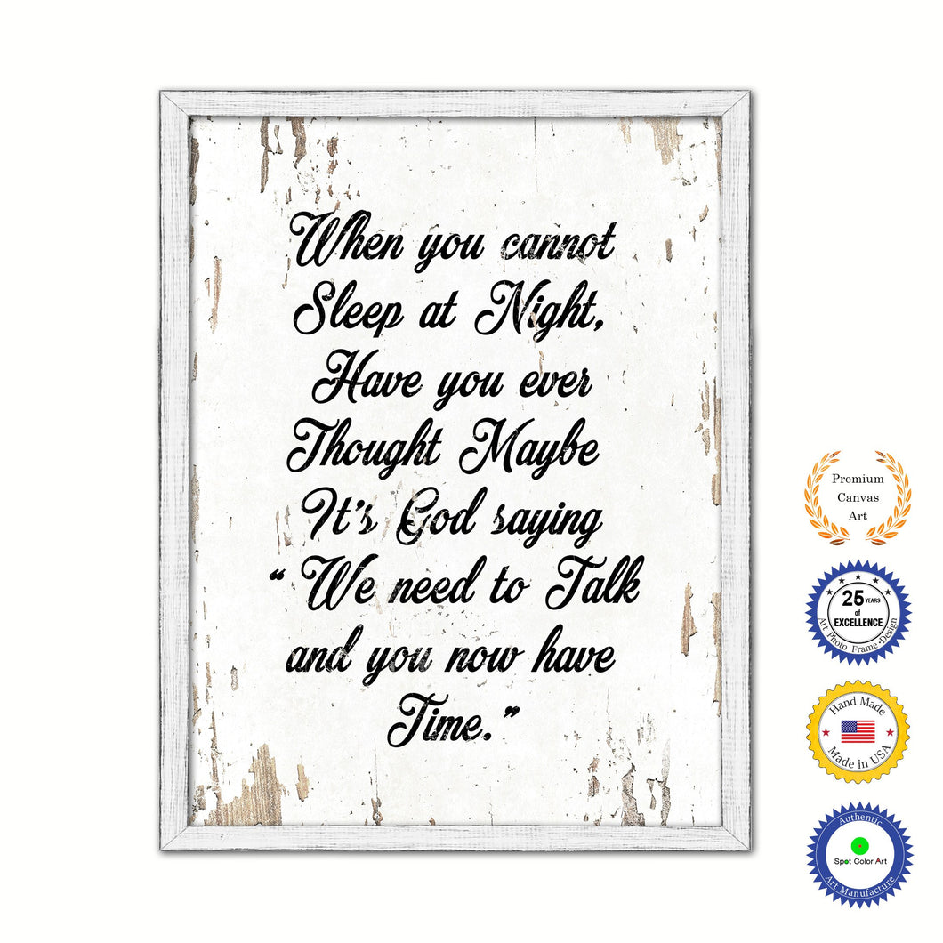 When You Cannot Sleep At Night Vintage Saying Gifts Home Decor Wall Art Canvas Print with Custom Picture Frame