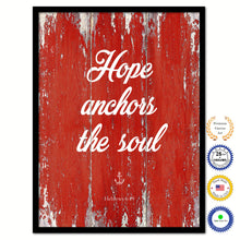 Load image into Gallery viewer, Hope anchors the soul - Hebrews 6:19 Bible Verse Scripture Quote Red Canvas Print with Picture Frame
