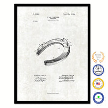 Load image into Gallery viewer, 1898 Cowboy Horseshoe Vintage Patent Artwork Black Framed Canvas Print Home Office Decor Great for Cowboy Cowgirl Horseback Rider

