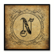 Load image into Gallery viewer, Alphabet N Brown Canvas Print Black Frame Kids Bedroom Wall Décor Home Art
