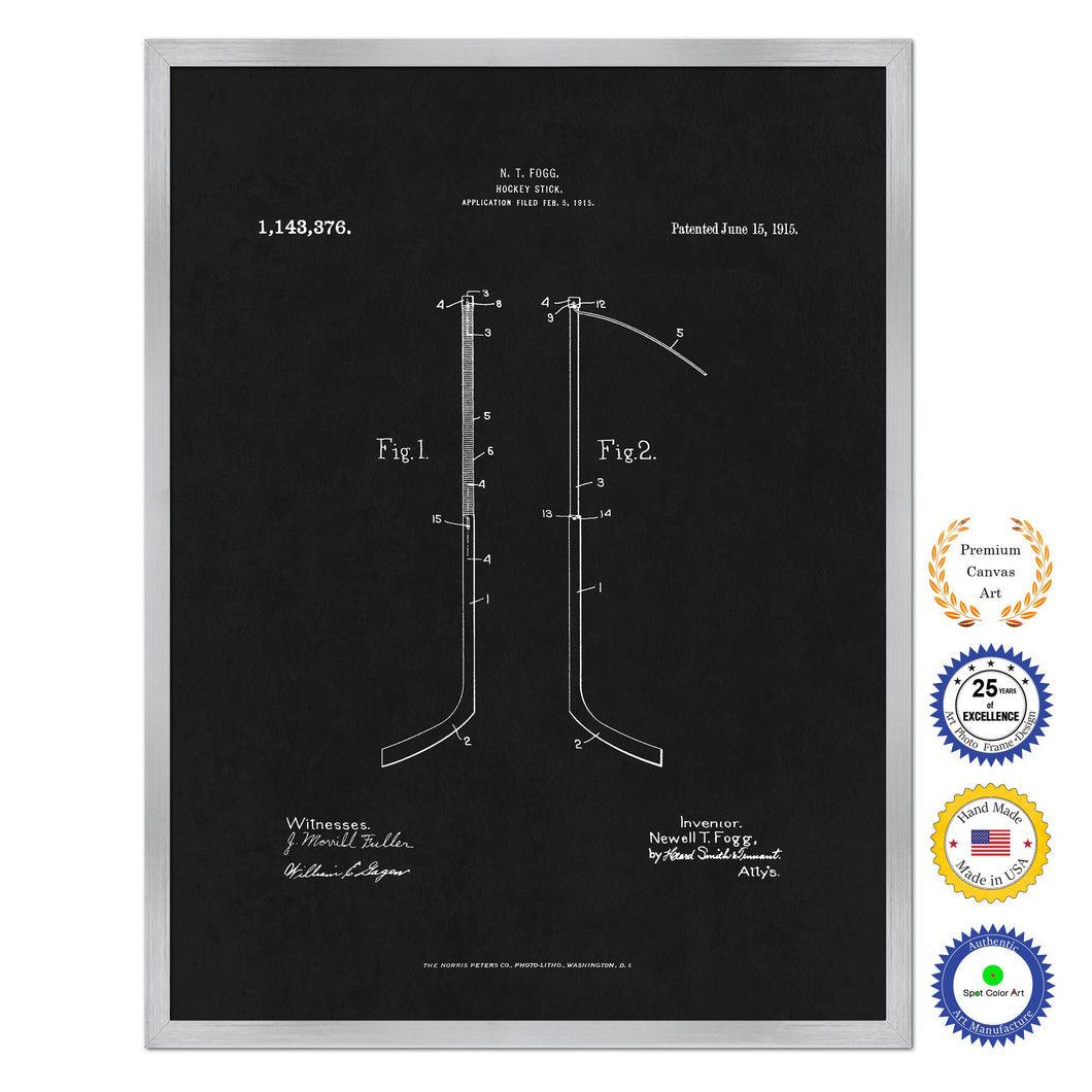 1915 Hockey Stick Old Patent Art Print on Canvas Custom Framed Vintage Home Decor Wall Decoration Great for Gifts