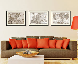 Europe Vintage Sepia Map Canvas Print, Picture Frame Gifts Home Decor Wall Art Decoration