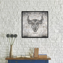 Load image into Gallery viewer, Zodiac Taurus Horoscope Black Canvas Print, Black Picture Frame Home Decor Wall Art Gift Ideas
