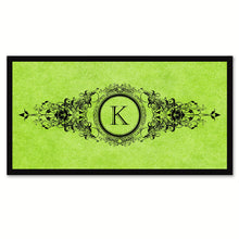 Load image into Gallery viewer, Alphabet Letter K Green Canvas Print, Black Custom Frame
