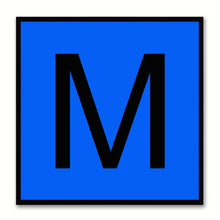 Load image into Gallery viewer, Alphabet M Blue Canvas Print Black Frame Kids Bedroom Wall Décor Home Art
