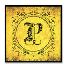 Load image into Gallery viewer, Alphabet P Yellow Canvas Print Black Frame Kids Bedroom Wall Décor Home Art
