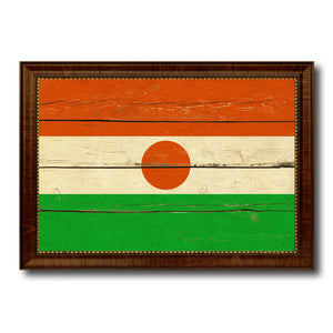 Niger Country Flag Vintage Canvas Print with Brown Picture Frame Home Decor Gifts Wall Art Decoration Artwork