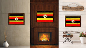 Uganda Country Flag Vintage Canvas Print with Brown Picture Frame Home Decor Gifts Wall Art Decoration Artwork
