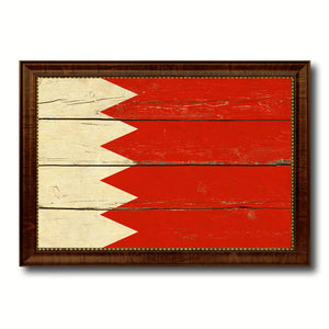 Bahrain Country Flag Vintage Canvas Print with Brown Picture Frame Home Decor Gifts Wall Art Decoration Artwork