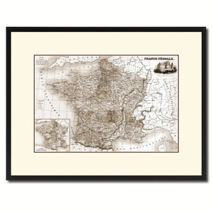 Mideavel France Crusades Vintage Sepia Map Canvas Print, Picture Frame Gifts Home Decor Wall Art Decoration