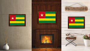 Togo Country Flag Vintage Canvas Print with Brown Picture Frame Home Decor Gifts Wall Art Decoration Artwork
