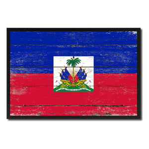 Haiti Country National Flag Vintage Canvas Print with Picture Frame Home Decor Wall Art Collection Gift Ideas